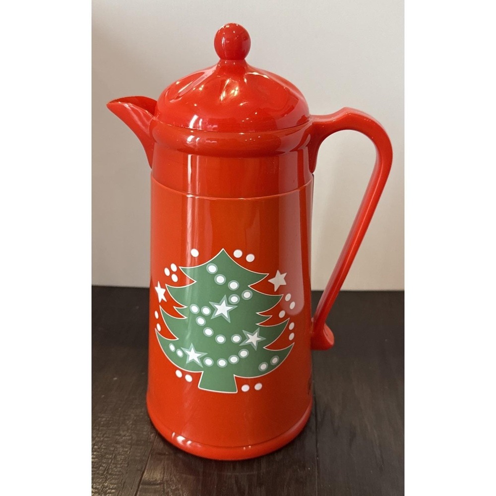 Waechtersbach Red Christmas Tree Plastic Thermos Beverage Carafe Coffee Germany